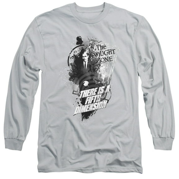 Twilight Zone Fifth Dimension Long Sleeve Adult 18/1 T-Shirt Silver