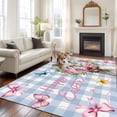 thumbnail image 2 of 6'x9' Area Rugs, Easter Bunny Indoor Outdoor Area Rug for Living Room Bedroom, Cute Rabbits Spring Daisy Flowers Blue Plaid Washable Bathroom Rugs Kitchen Floor Carpet Mats Home Decor Aesthetic, 2 of 8