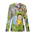 thumbnail image 6 of Rick And Morty Women’s Pajama Top 3D Digital Print Sleepwear Trendy Crewneck Pullovers Long Sleeve Shirts 2XL, 6 of 8