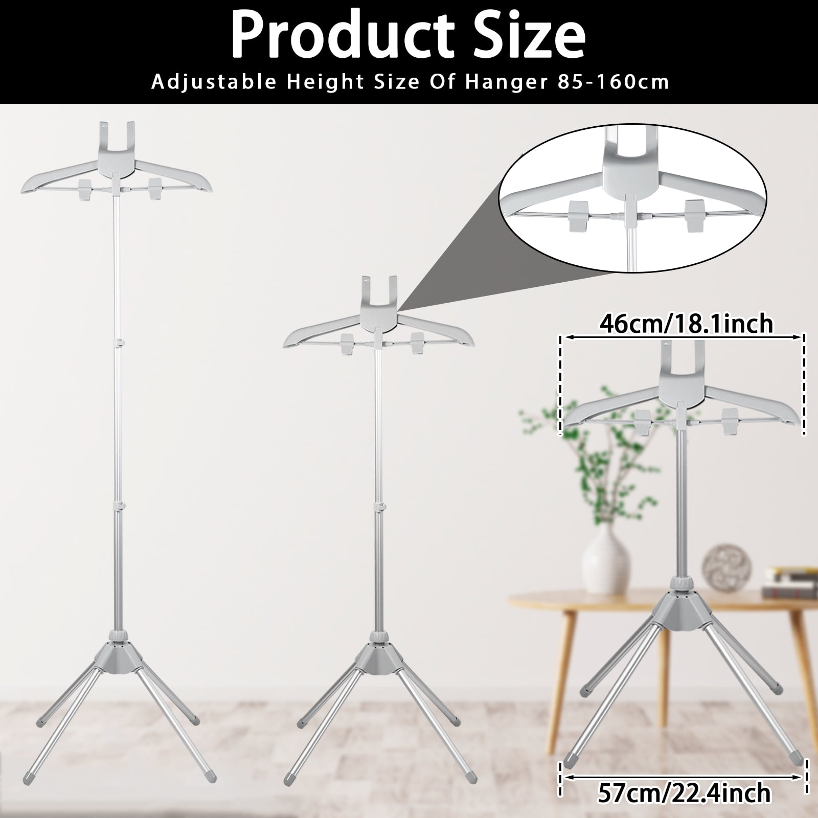 Hvxrjkn Steamer Stand Telescopic Garment Steamer Rack Height Adjustable Garment Steamer Clothes Rack Foldable Standing Garment Hanger for Steaming Clothes
