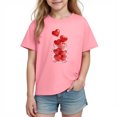 thumbnail image 2 of Valentine's Day T-Shirt for Girls, Kids Heart Print Cotton Tee | Pink Short Sleeve Casual Top for Kids | Sizes 110 120 130 140 150,Size 4 T, 2 of 9