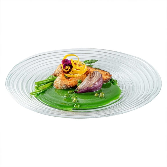 Vetri Round Clear Glass Swirl Plate - 9 1/2" x 9 1/2" x 3/4" - 6 count box