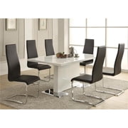 Anges T-shaped Pedestal Dining Table Glossy White