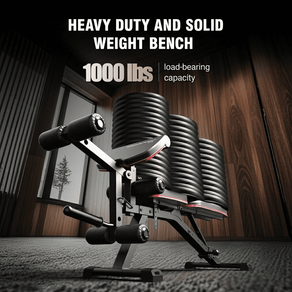 HARISON 1000lbs Adjustable Weight Bench with Leg Extension and Preacher Curl, Heavy Duty Workout Bench for Home Gym(Plates Not Included)