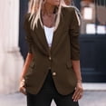 thumbnail image 2 of Gyexs Womens Business Casual Blazers Long Sleeve Notch Lapel Trendy Work Blazer Jackets Spring Fall Outerwear Coat, Coffee, Size M, 2 of 6