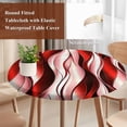 thumbnail image 4 of Red Striped Ombre Round Tablecloth, Fitted Table Cover with Elastic for 55"-60" Round Tables, Modern Red Moire Geometric Table Cloth Outdoor Indoor Dinning Party Waterproof Tablecloths, 4 of 7