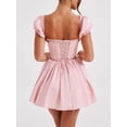thumbnail image 4 of Gupgi Robe Mini Fleurie pour Femme Décontractée à Manches Courtes Dos Nu Corset Coupe Trapèze Robes Vacances Robe d'Été, 4 of 8