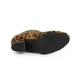 thumbnail image 5 of BLISSFUL STEP Women's Boots Faux Suede Ankle Booties Block Heel Round Toe Buckle Side Zip Boots Leopard 8, 5 of 7