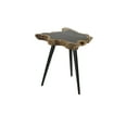 thumbnail image 6 of DecMode 24" x 19" Brown Wood Handmade Live Edge Top Accent Table with Black Metal Tripod Legs, 1-Piece, 6 of 9