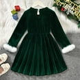 thumbnail image 5 of OBEEII Velvet Dresses for Baby Girls Dressy Christmas Dresses Color Block Embroidered Dress Fall Winter Girls Causal Outfits, 5 of 8