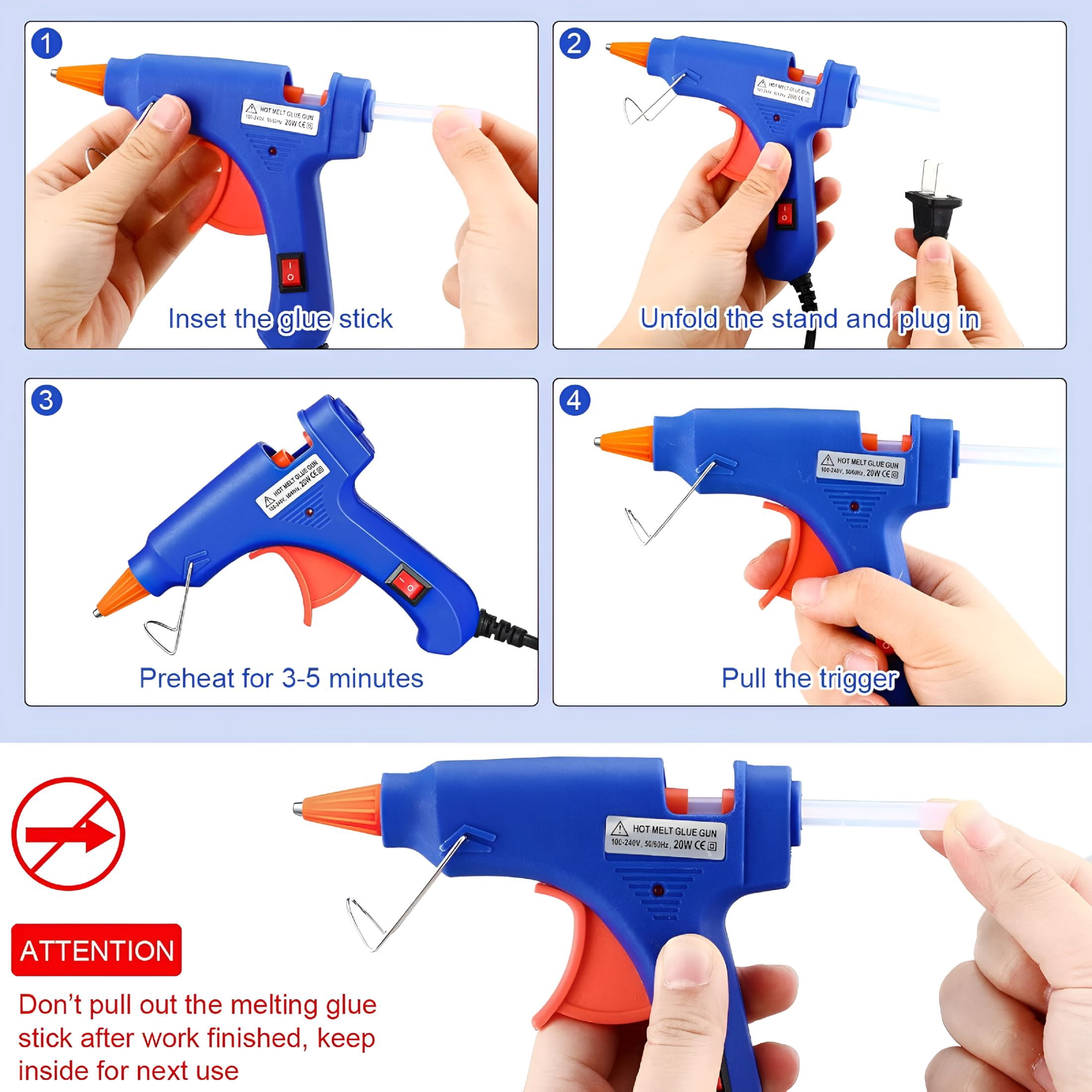CURYMAY 12 Pcs Mini Glue Gun Crafts Hot Melt Guns Low Temp Glue with Burn Protection Fast Preheating and Easy Squeeze Trigger for School Diy Arts Class Projects Home Quick Repairs,20 W