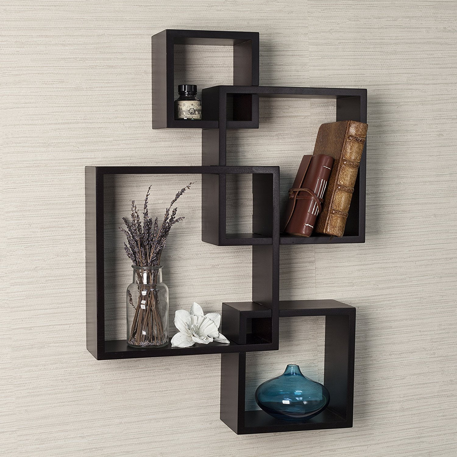 Log 3 Cubes Intersecting Boxes Wall Shelf Home Deco Storage Wall Mount Shelves T