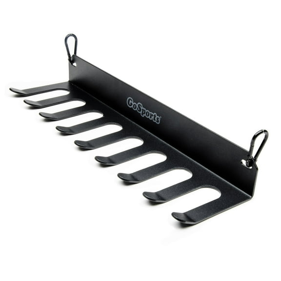 GoSports Baseball & Softball Bat Rack - Holds 16 Bats - Mount on Wall or Clip on Dugout Fence - Black