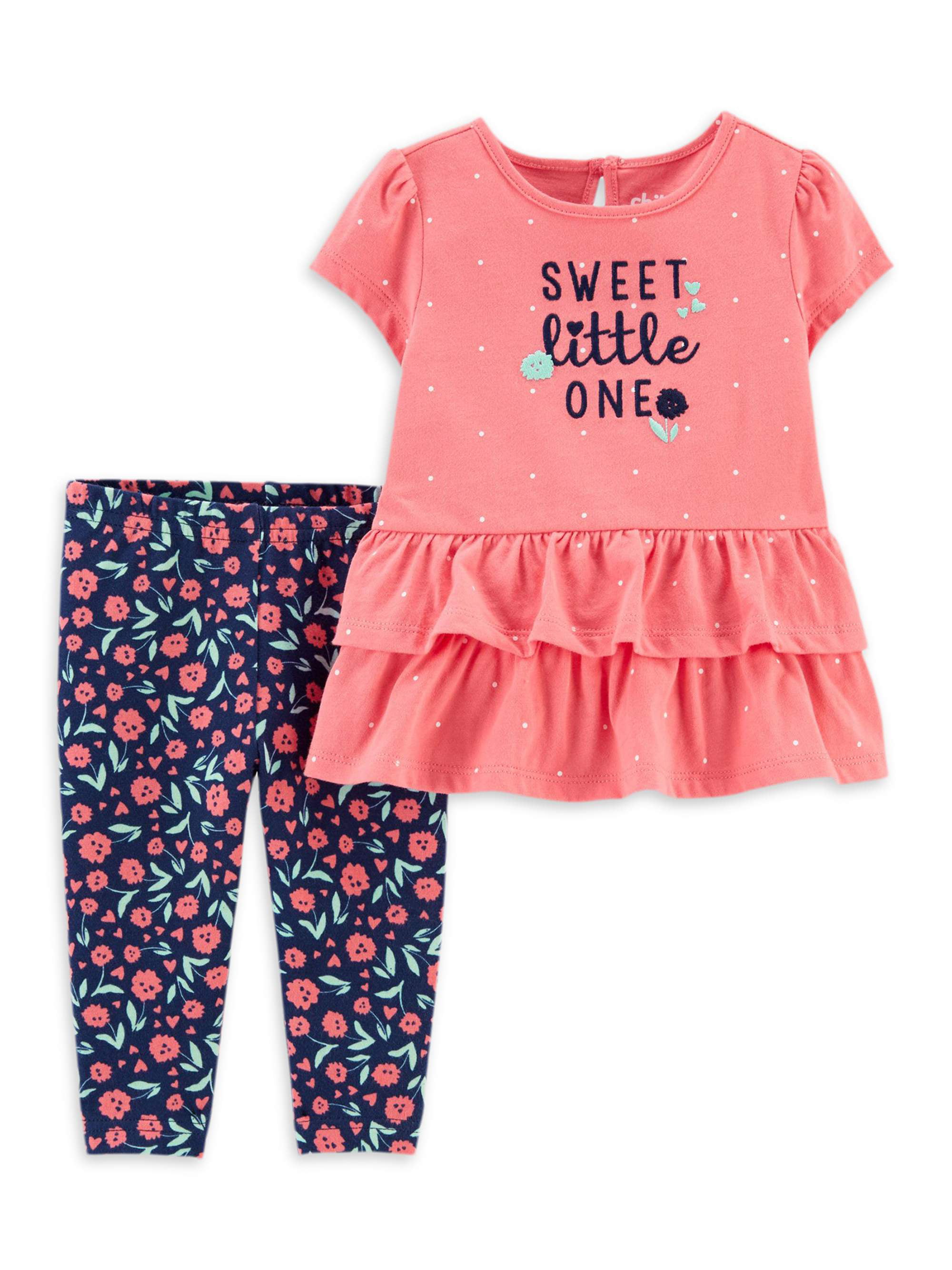 Carter's Child of Mine Baby Girls Peplum Shirt & Floral Pant Outfit, 2  Piece Set - Walmart.com