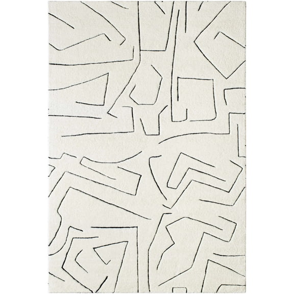 BoutiqueRugs Mony Contemporary Area Rug - Cream, Black - 9' x 12'
