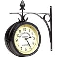 thumbnail image 3 of Wall Clock Wrought Iron Garden Clock Station Clock 2-sided Handmade, 3 of 5