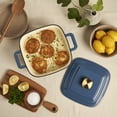thumbnail image 2 of Smith & Clark Ironworks 4 Quart Enameled Cast Iron Square Dutch Oven Pot with Lid, Cool Blue, 2 of 15
