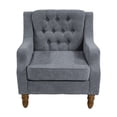 thumbnail image 3 of Accent Chair, Living Room Chair, Modern Footrest Chair Set with Vintage Brass Studs, Button Tufted Upholstered Armchair for Living Room, Comfy Reading Chair for Bedroom, Reception Room, Gray, 3 of 8
