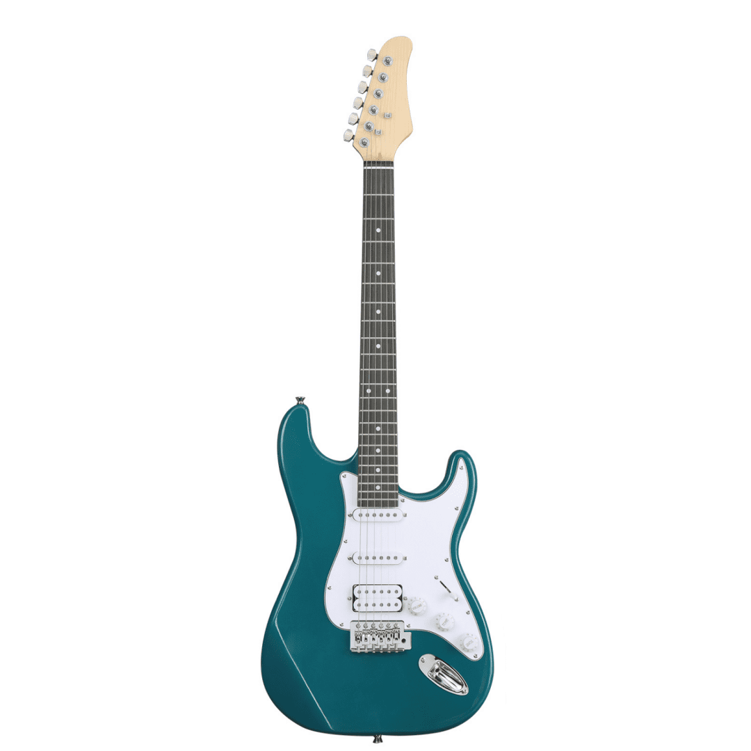 Hassch 39 Inch Electric Guitar with 5W AMP and Gig Bag, Beginner Electric Guitar Kit with Strap, Strings, Amp Wire, Tremolo Arm and Wrench Tool, Lake Blue