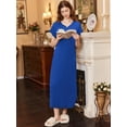 thumbnail image 5 of Avidlove Women Long Nightgown Full Length Sleep Shirt Sleepwear Short Sleeve Loungewear with Pockets, 5 of 7