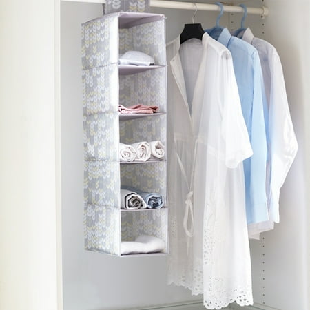 Baby Furniture Wardrobe Clearence! Oxford Cloth Storage Bag 5-Layer Cloth Rack for Wardrobe Dress Scarf Cabinet Folding Hanger Bag Organizer ()