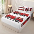 thumbnail image 2 of Erosebridal Cartoon Fire Truck Pattern Zipper Full Size Comforter Sets with Fitted Sheet and 2 Pillowcases,Minimalist Vehicle Print Zipper Bedding Set,Red Gray,Reversible, 2 of 6