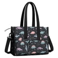 thumbnail image 2 of Teacher Tote Bag,Black Dinosaurs Stars Pterosaurs Pattern Teacher Utility Tote Bag,Large Work Tote Bags for Women with Multiple Pockets,Top Zipper Closure,13.8x10.6x6.7 Inch, 2 of 5