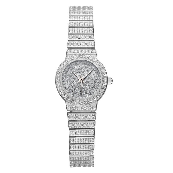 Guodhu Women's Luxury Iced Out CZ Diamond Round Watch – Full Crystal Stainless Steel Watches with Quartz Movement for Women, Simulated Lab Diamonds