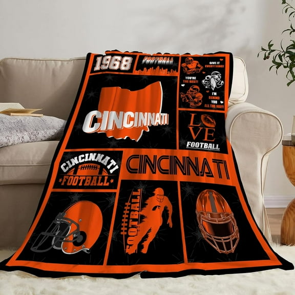 Football Blanket Ultra Soft Flannel Throw Blankets Lightweight Warm Travel Blanket Football Gifts 50"x40"