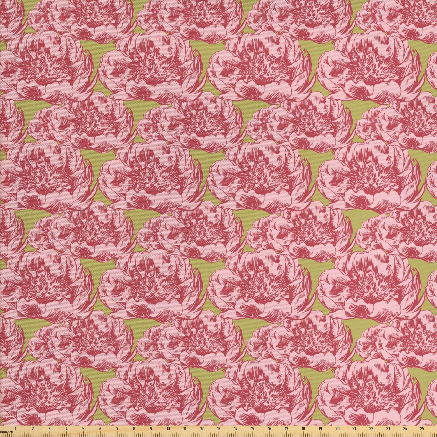 Spring Fabric by the Yard, Vintage Design Repetitive Blossoming Dog