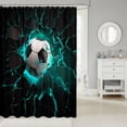 thumbnail image 2 of Manfei Sports Football Shower Curtain 72Wx72L, Glowing Lightning Bathroom Curtain, Green Crack Glow, 2 of 5
