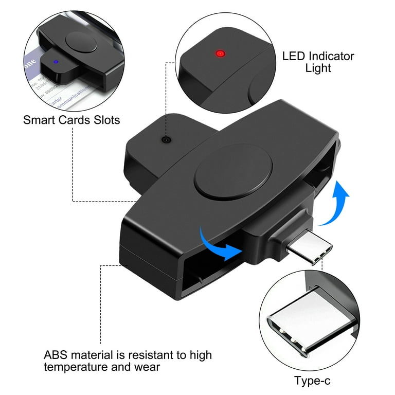 CAC Reader DOD USB Common Access CAC Smart Card Reader, TSV SIM ID CAC Card Readers Compatible with Windows, Linux, MacOS