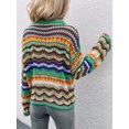 thumbnail image 2 of Hotian Women Striped Pointelle Knit Pullover Jumper Sweater Colorblock Casual Knitwwear Green M, 2 of 6
