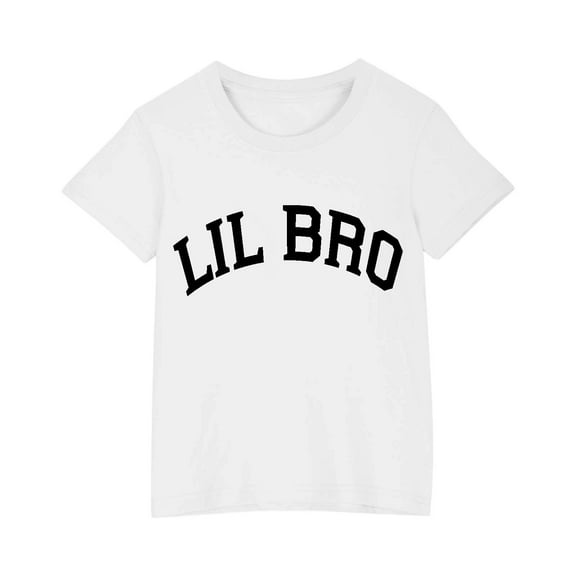 AHTJRT Boys Sibling Matching Tshirt Funny Cute Little Brother Printed Shirts Casual Short Sleeve Tee Tops Lounge Streetwear Family Tops White 4 Years
