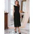 thumbnail image 2 of DARING DIVA Lace Boat Neck Vintage Cocktail Midi Dress S Black, 2 of 6