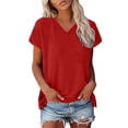 thumbnail image 2 of Sweet Home Farm V Neck T Shirts for Women Stylish And Comfortable Women's Loose Fit Shirt | Casual Tee Any Occasion Short Sleeve Shirts for Women Red, 2 of 8