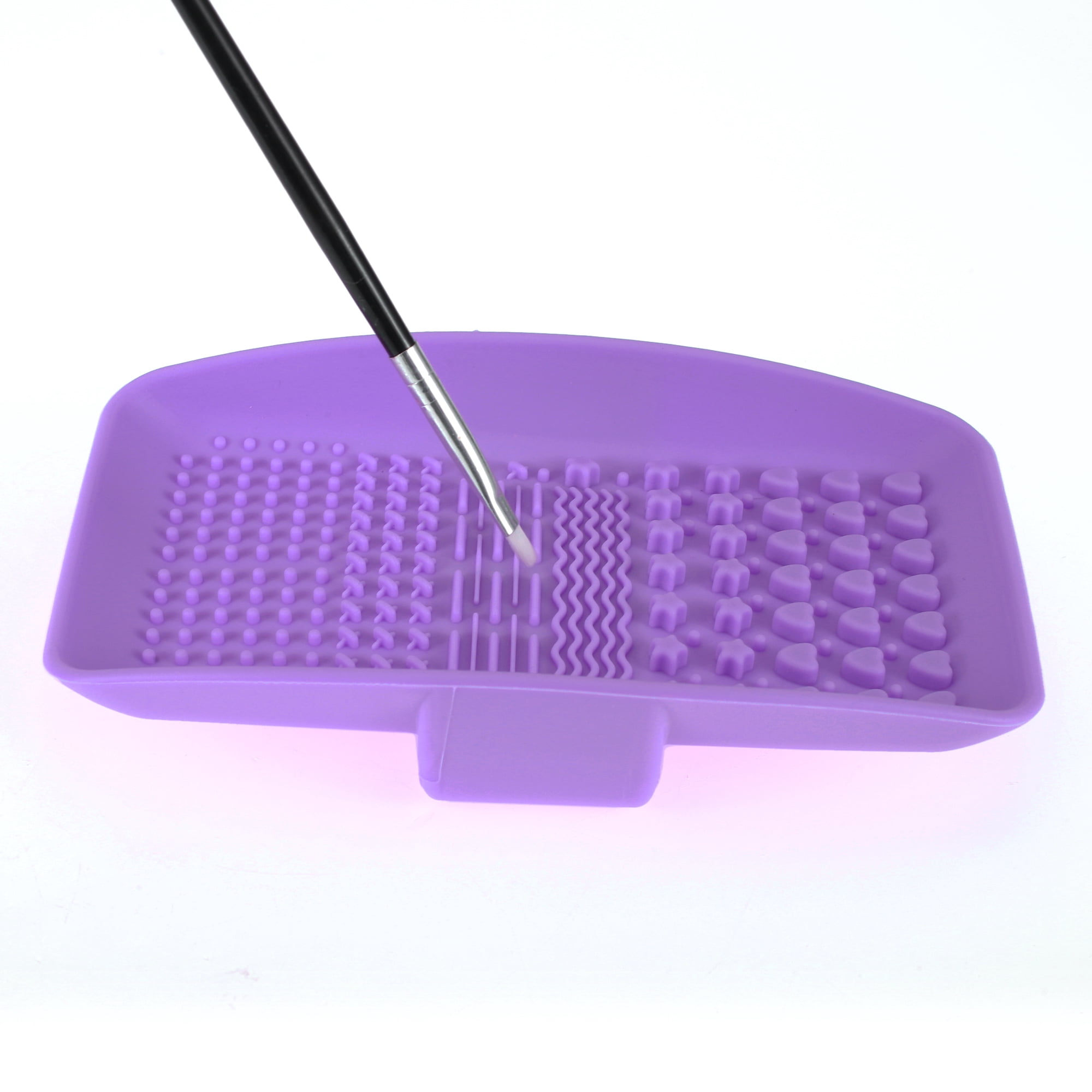 Unique Bargains Square Makeup Sponge Brush Cleaner Purple