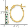thumbnail image 5 of Sterling Silver Gold-Plated Diamond Mystique Dia/Emerald Oval Hoop Earrings (19 X 14) Made In United States qdf139, 5 of 6