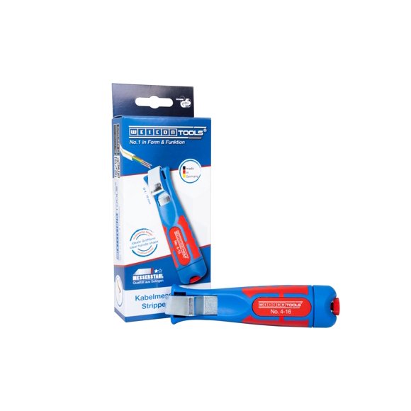WEICON Cable Stripper No. 4 - 16 | Universal Multi Stripping Knife | Adjustable cutting depth | Stripping tool for all common round cables | Working range 4 - 16 mm Ø