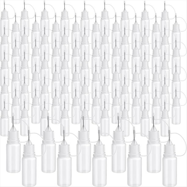 100 Mini Aplicadores de Aguja con Punta de Precisión de 10 Ml/0,34 Oz. Aplicador de Punta Fina. Pegamento para Aceite Líquido, Manualidades A