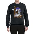 thumbnail image 2 of Eagle and Howling Wolf Americana / American Pride Unisex Crewneck Graphic Sweatshirt, Black, Small, 2 of 3