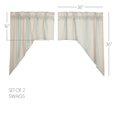 thumbnail image 5 of VHC Brands Grain Sack Aqua Blue Stripe Coastal Farmhouse Kitchen Curtain Swag Set 36x36x16, 5 of 6