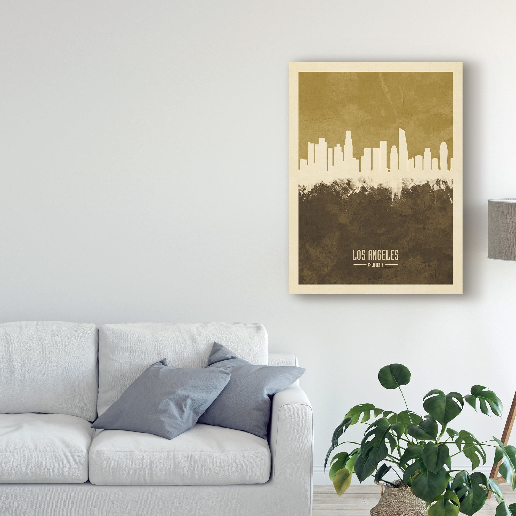 Trademark Fine Art 'Los Angeles California Skyline Brown' Canvas Art by Michael Tompsett