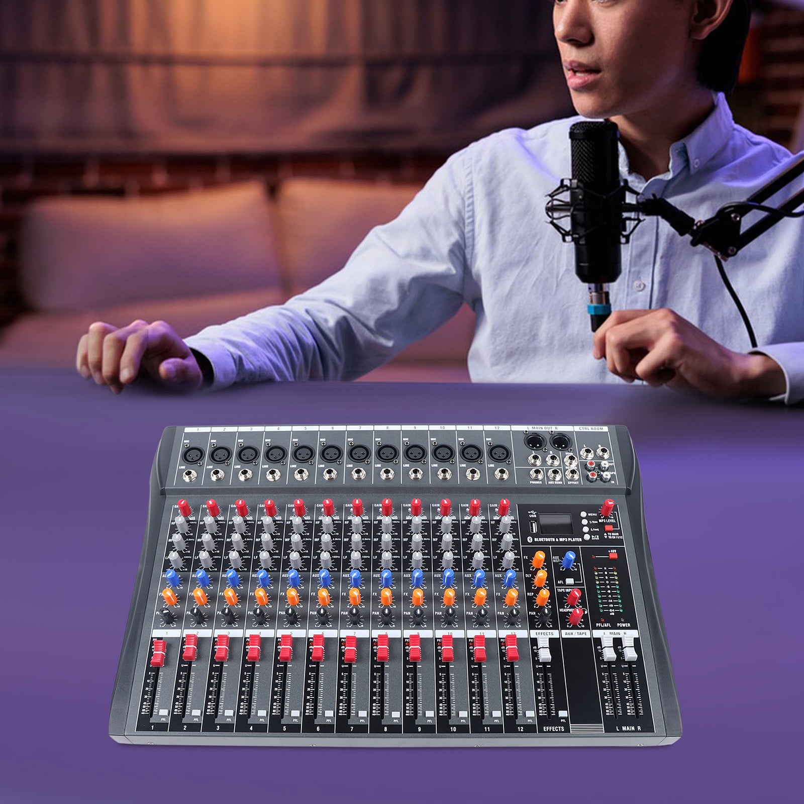 ToppiJoy 12-Channel Professional Audio Mixer, Sound Mixer, Stereo Mixer