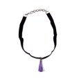 thumbnail image 2 of Tassel Fringe Solid Color Silk Thread Dangle Black Velvet Ribbon Strap Choker Necklace - Womens Fashion Handmade Jewelry Boho Accessories, 2 of 3