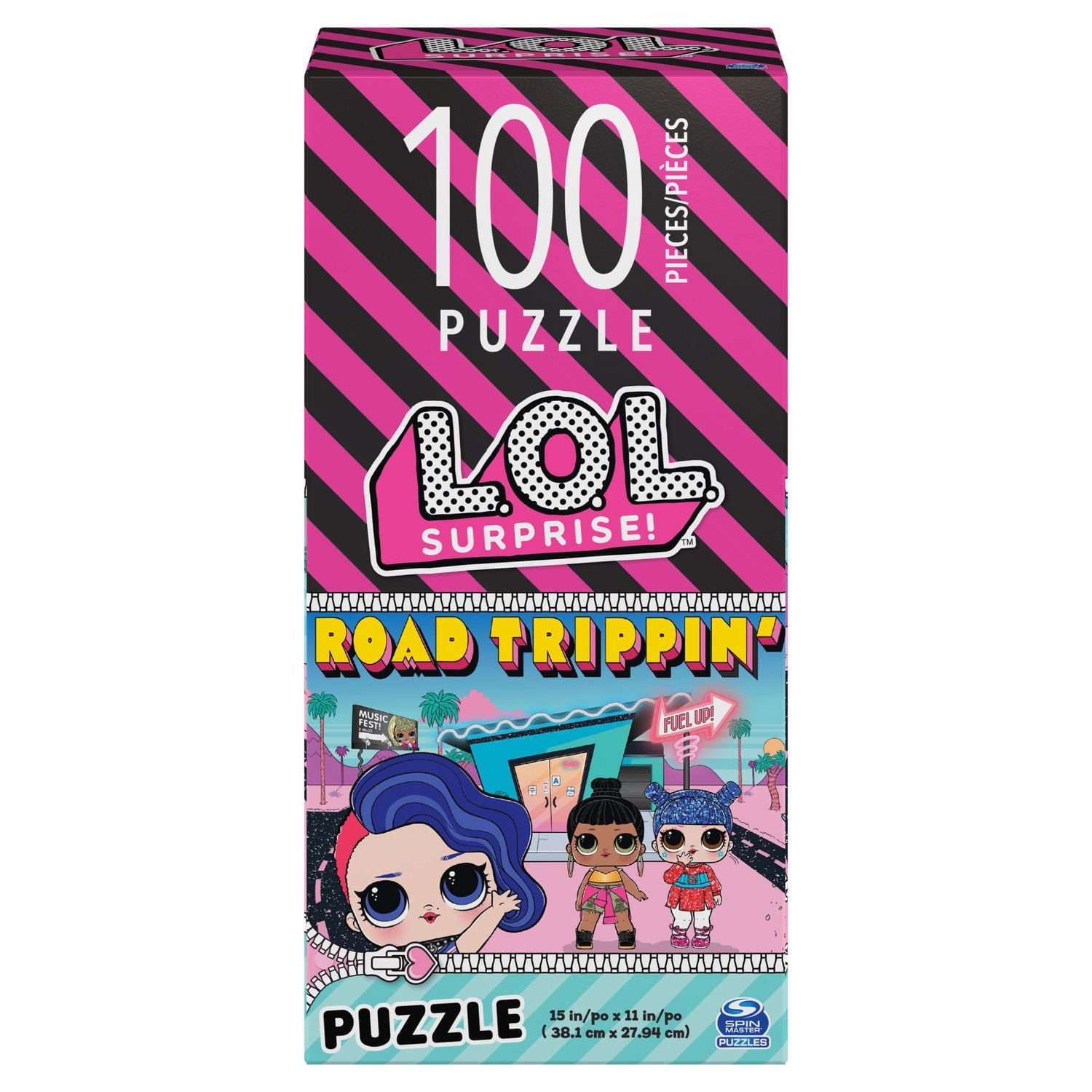 L.O.L. Surprise! 100-Piece Jigsaw Puzzle Fashionable Dolls Road Trippin’ Colorful Artwork in Easy Storage Tower, for Kids Ages 4 and up