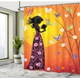 thumbnail image 5 of Ambesonne Feminine Shower Curtain, Floral Dress, 69"Wx70"L, Orange Black, 5 of 5