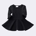 thumbnail image 7 of JUMEYU Baby Girls Ruffled Flannel Long Sleeve Medium Length Solid Color Casual Dress 9 12 Months (Black,9-12 Months), 7 of 7