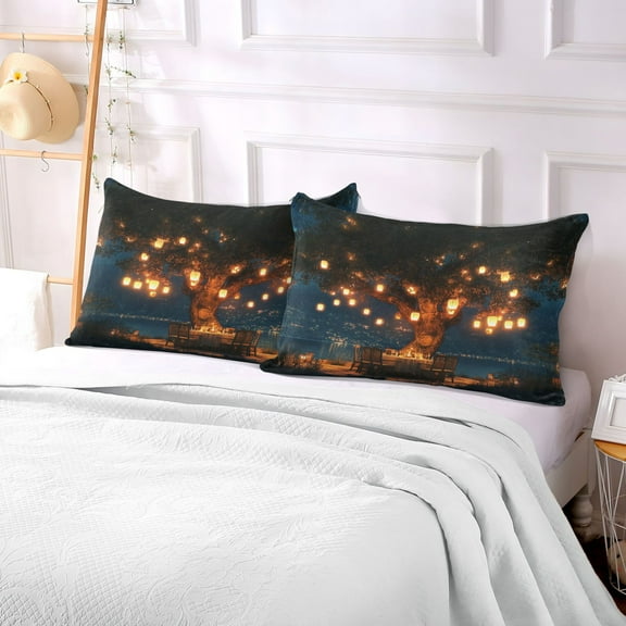 Pillow Case Plush Pillow Tree with Lanterns By_lake Case standard size/King size/Queen size Bed Pillow Pillowcases