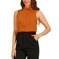 thumbnail image 4 of INSPIRE CHIC Sleeveless Collared Business Work Bodysuit Tops for Women's Button Down Leotard Shirt S Orange, 4 of 6